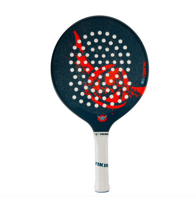 PLATFORM TENNIS paddle with red and white design on a blue background